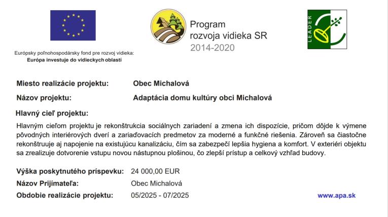 Adaptácia domu kultúry Michalová 